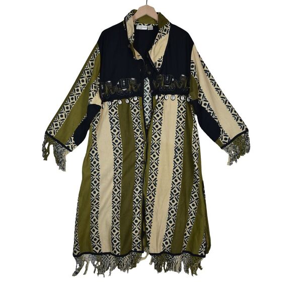 L’affaire Rayon Robe Jacket Indian Elephant Trim Boho Festival Kimono One Size - Picture 6 of 15